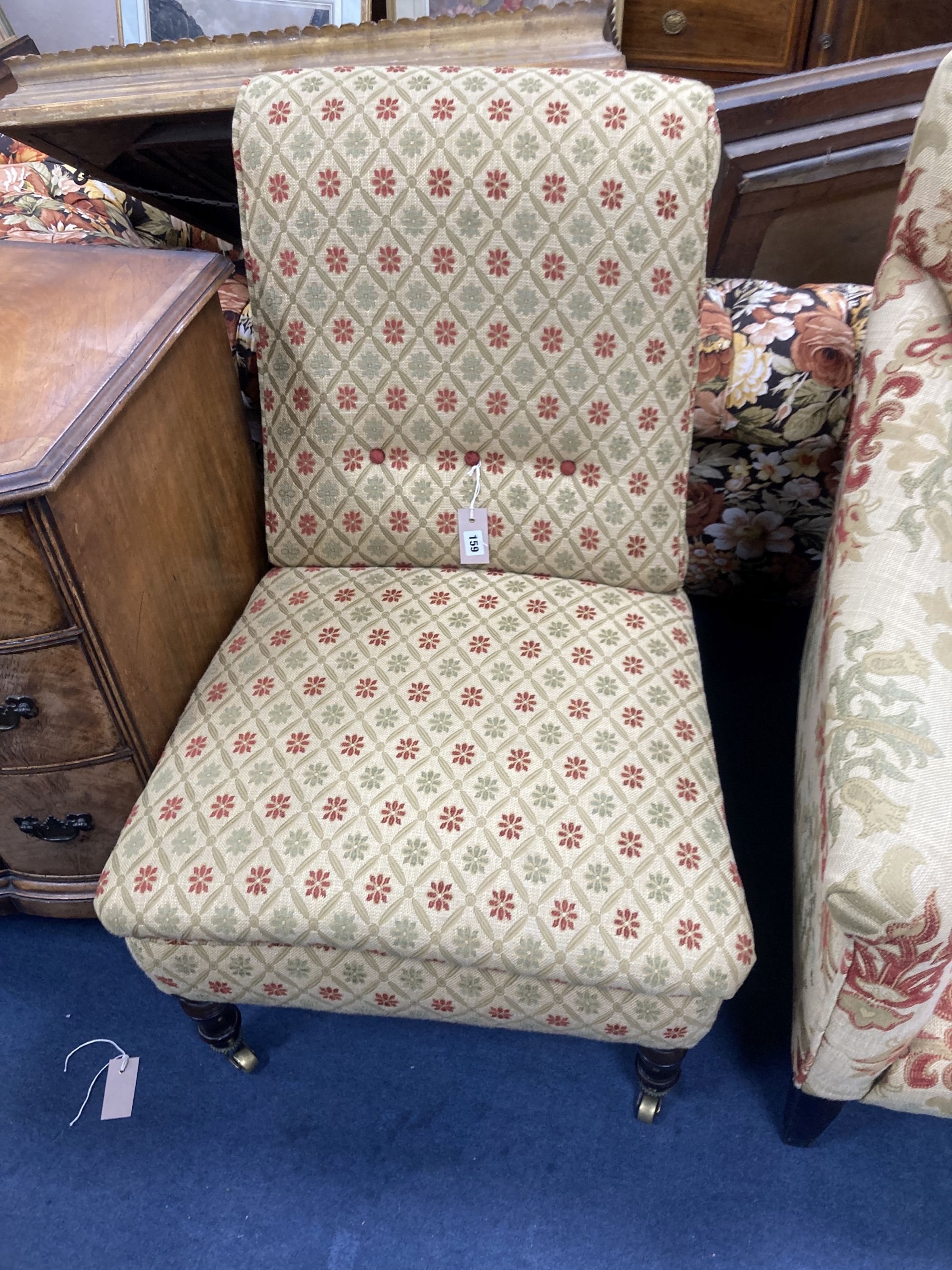 A tapestry upholstered armchair and nursing chair (2)
